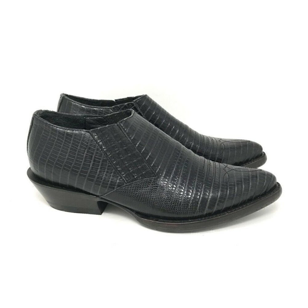 Ash Tequila Booties Black Lizard Embossed 7 NEW